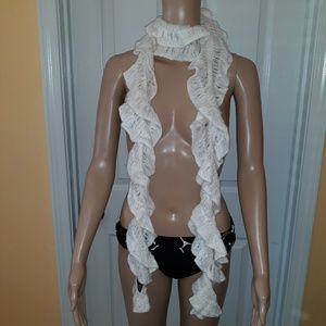 Simple white knit scarf